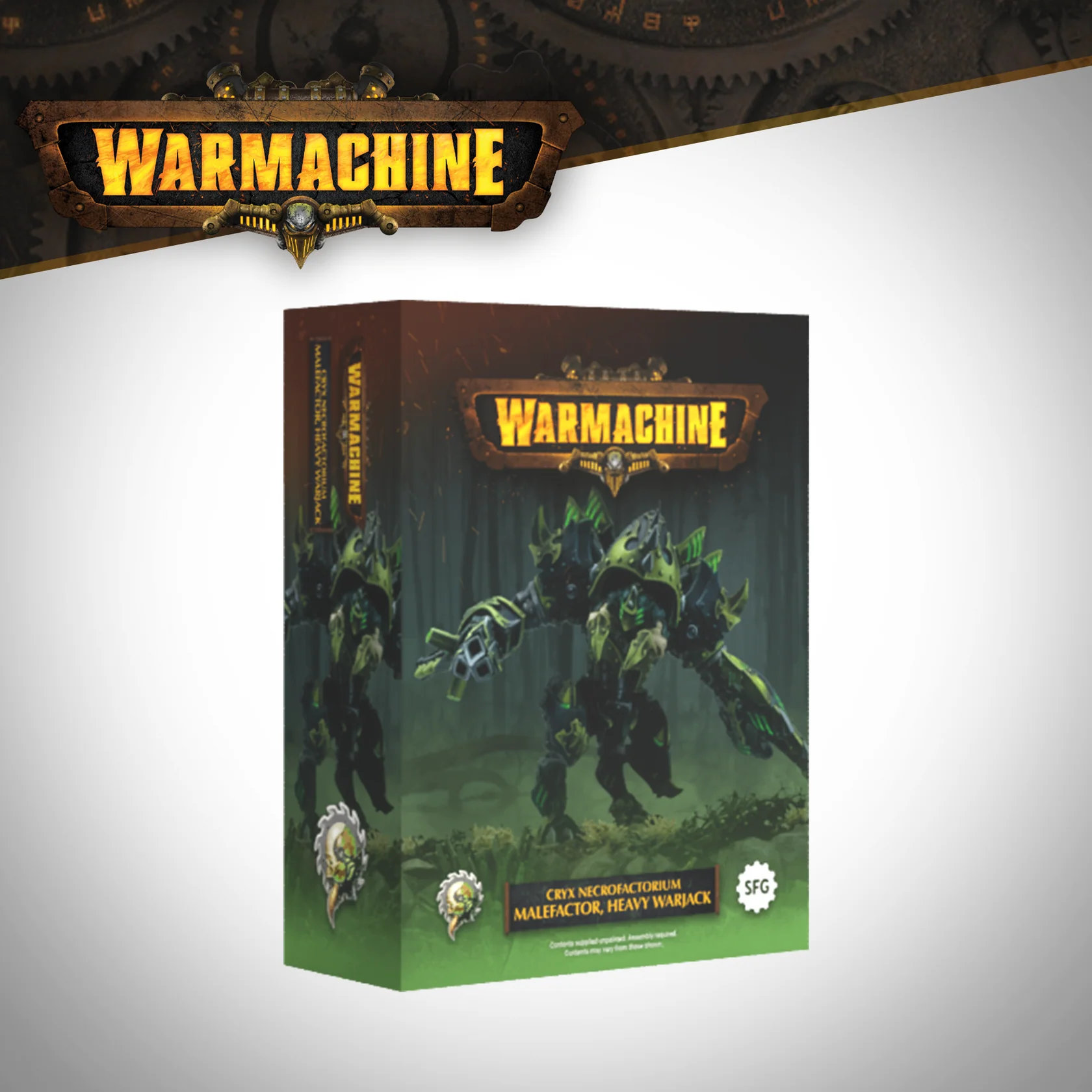 front of box featuring hunched bipedal armored beast in black and gold