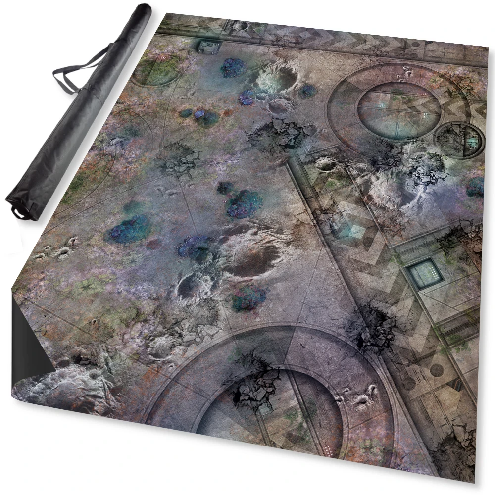 game mat with science fiction base and alien plant craters