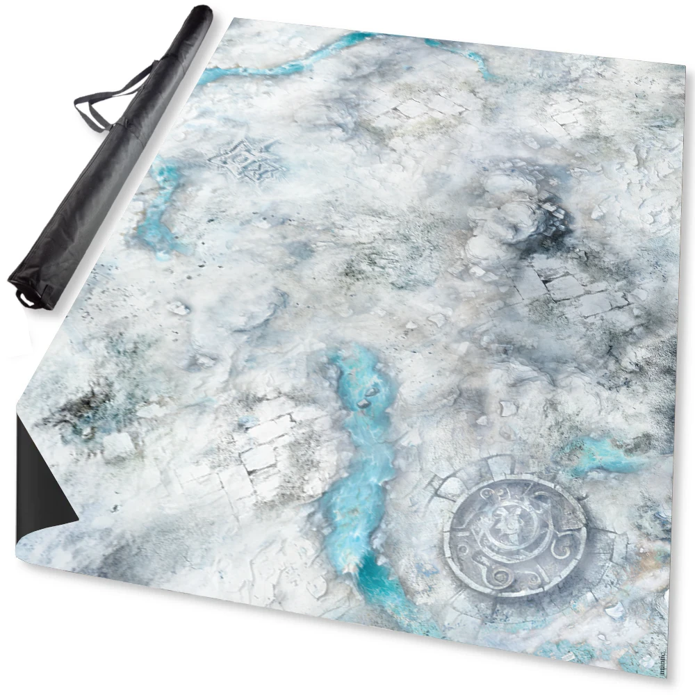 game mat with snow covered ruins