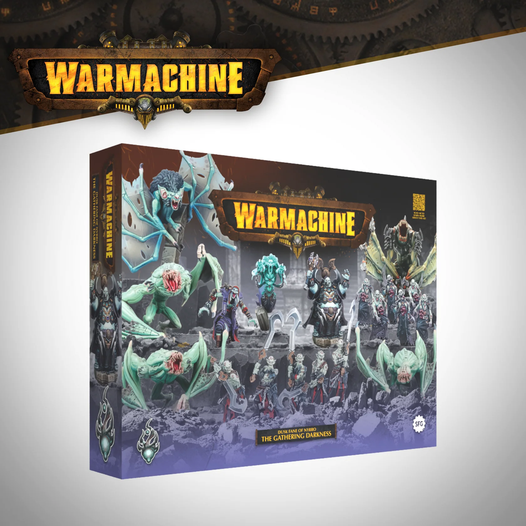 front of box featuring painted miniatures of winged beasts and undead horde