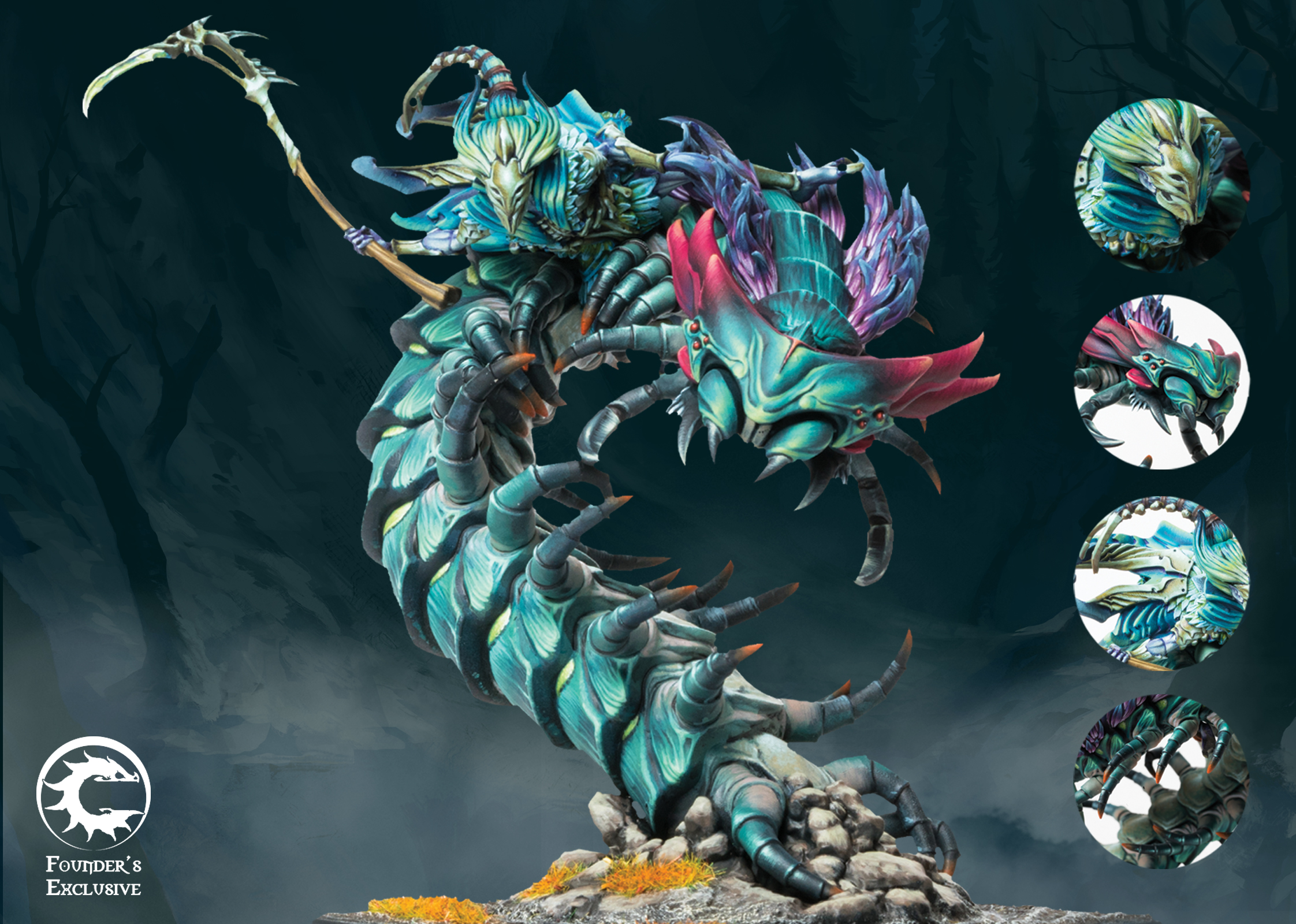 giant centipede and rider painted miniature