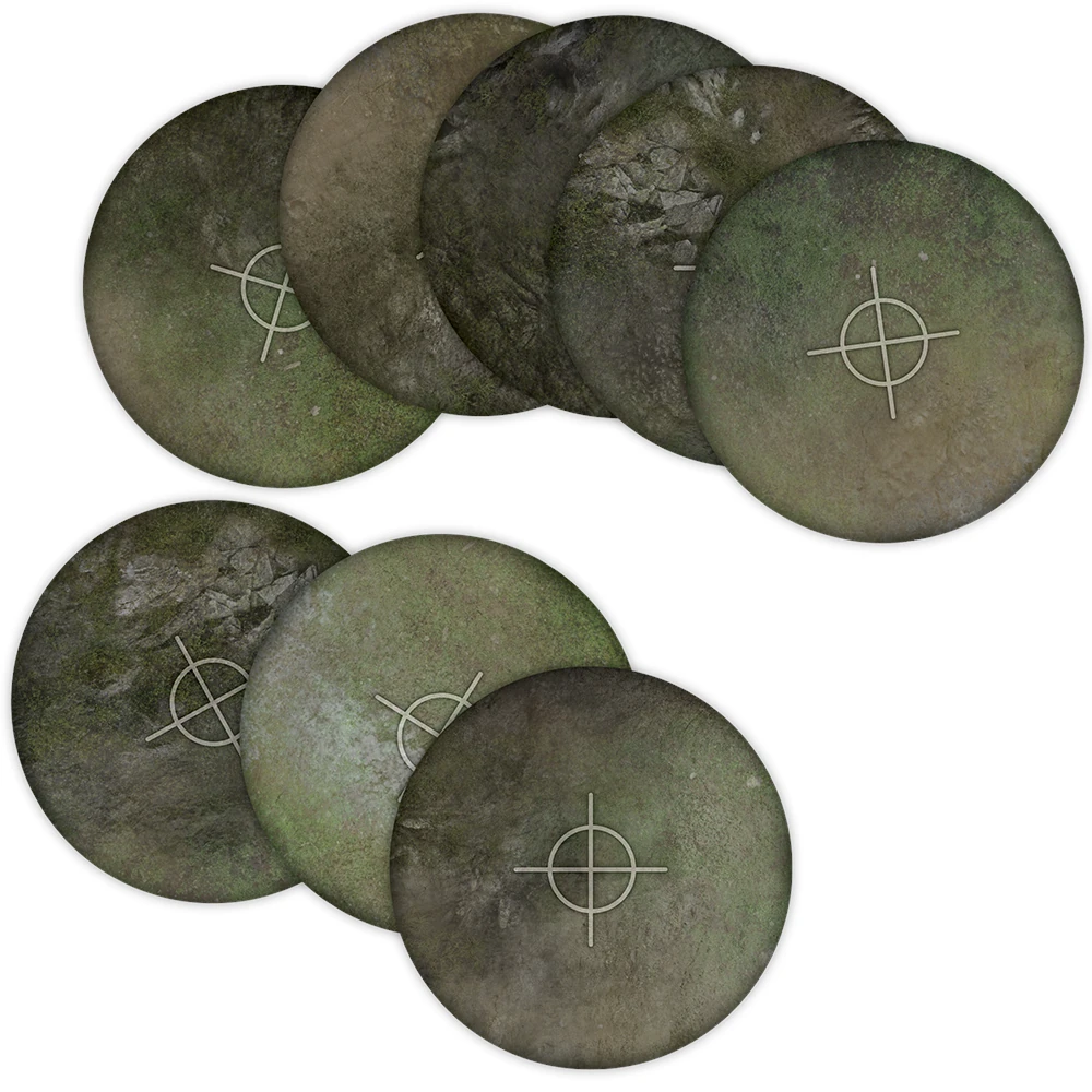 grass themed round objective markers