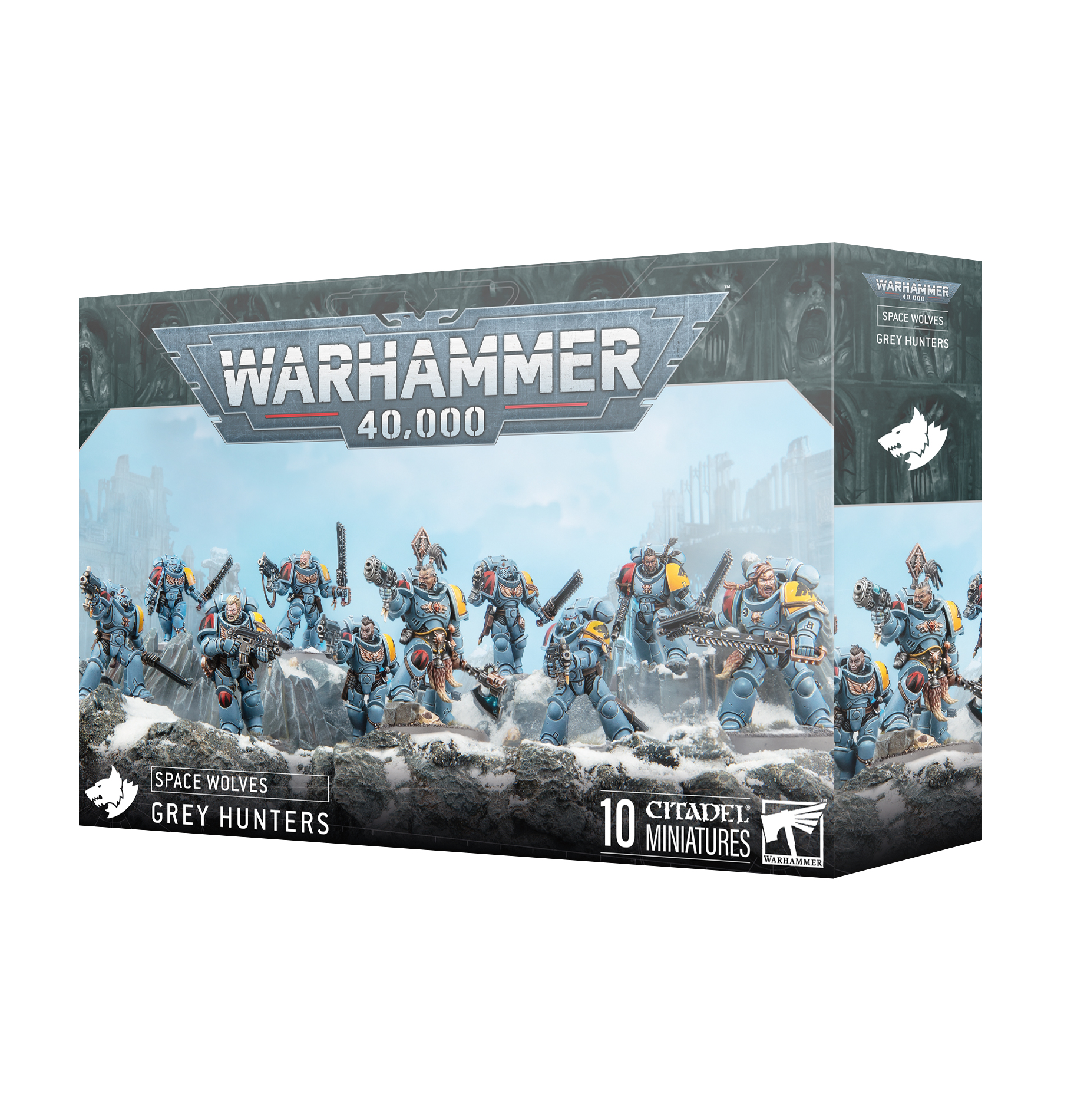 grey hunters front of box