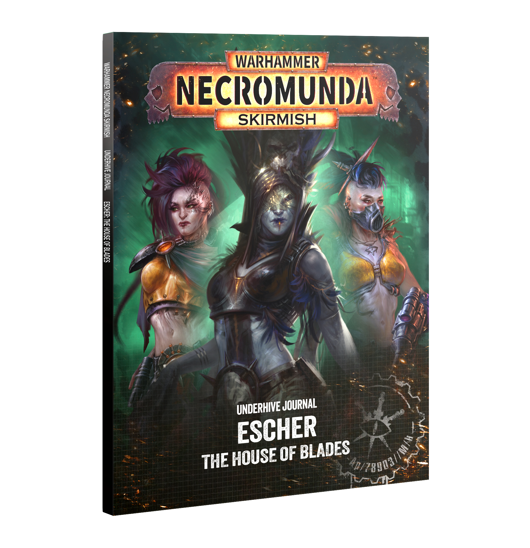 book cover featuring art of two women with mow hawks and yellow bikini tops and one blue skinned woman in black with a skull head dress