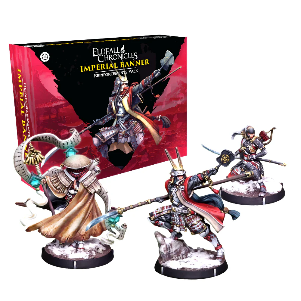 imperial banner box and three painted miniatures