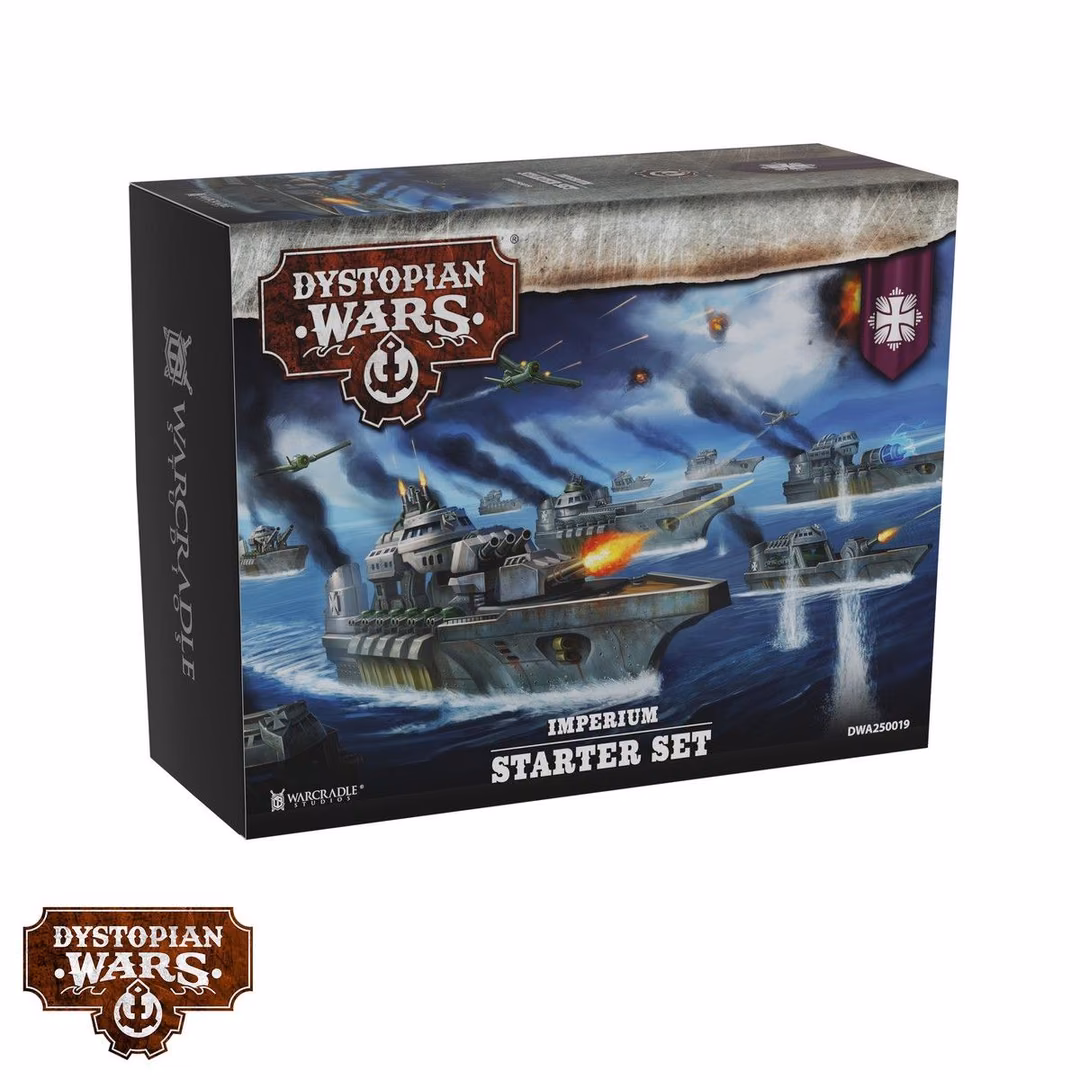 front of box featuring artist rendition of naval fleet with cross emblems and fighter planes overhead