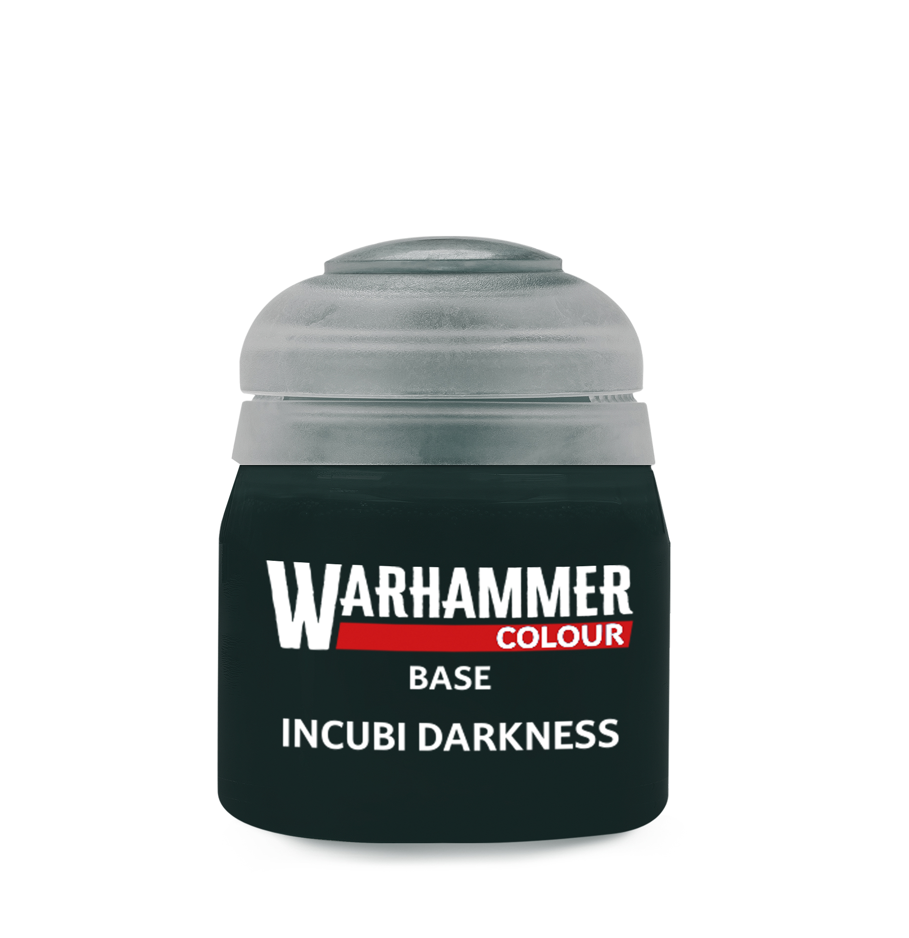 digital render of short paint pot with dark teal paint, nearly black