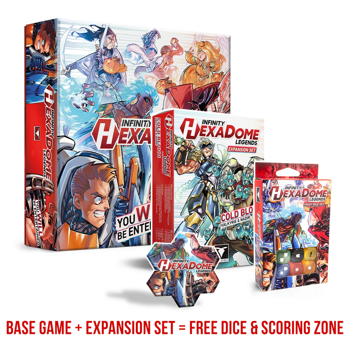 infinity hexadome base box expansion box dice pack and scoring zone marker