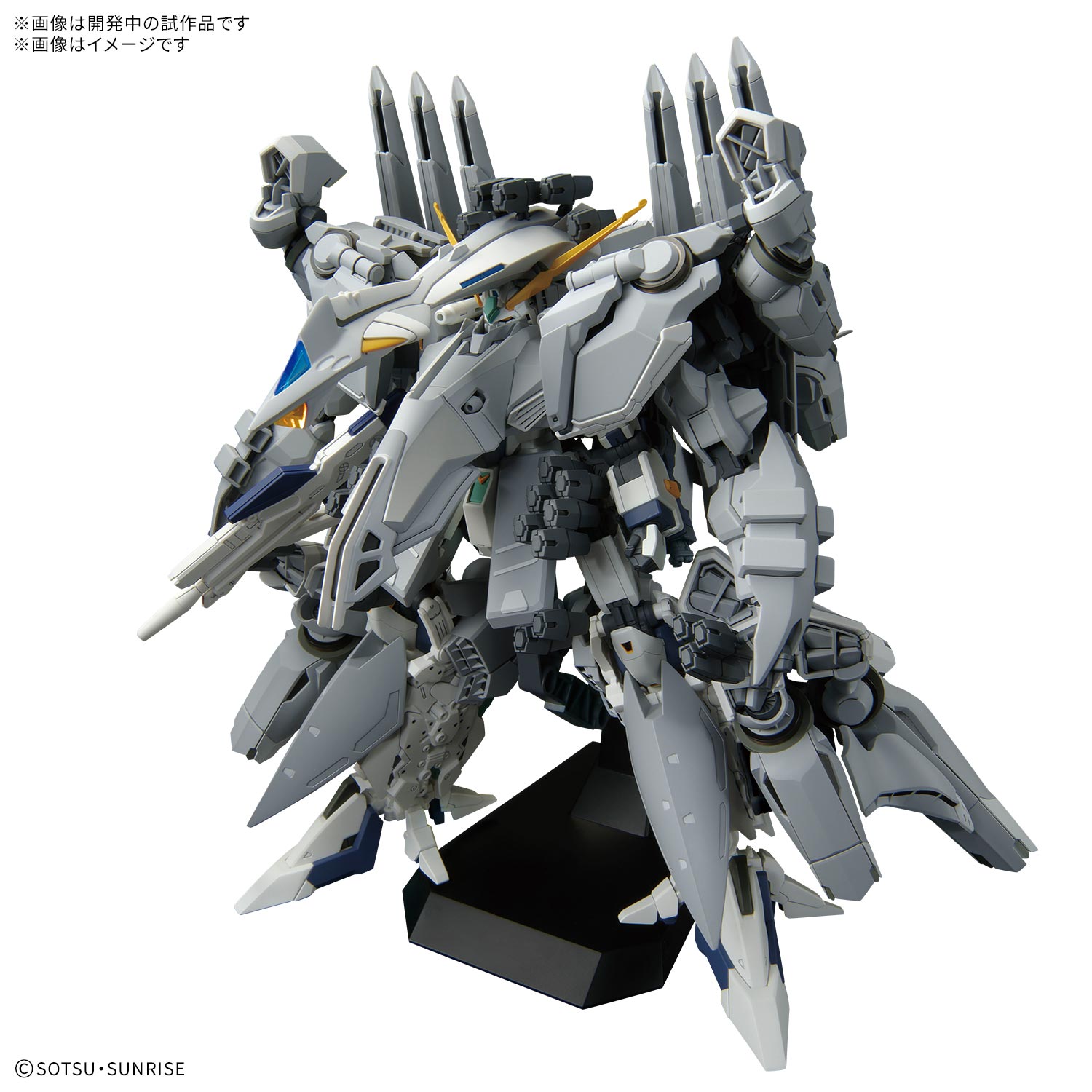 large gray and white gundam built model