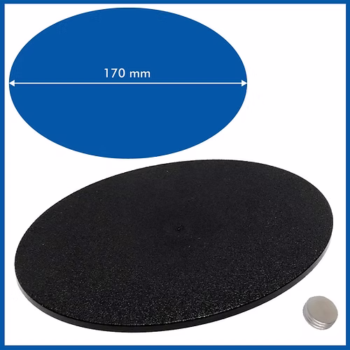 large oval black base and stack of three magnets