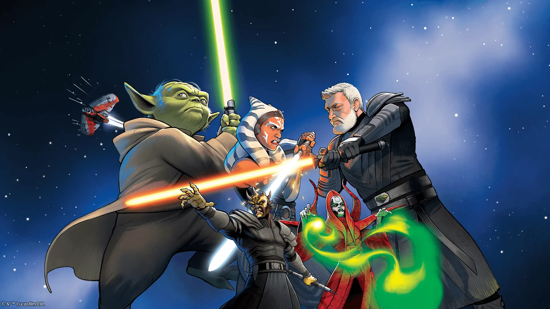 legends of the force background image featuring battling sith and jedi