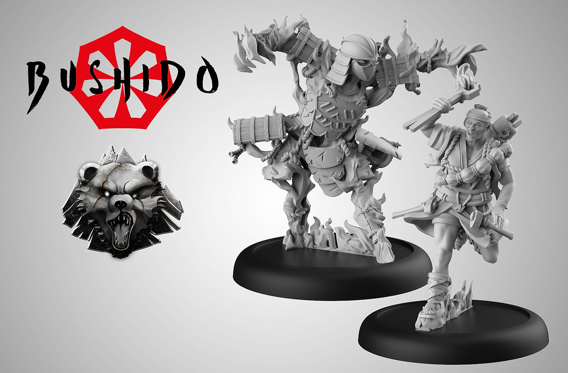 man and ghost samurai armor model renders