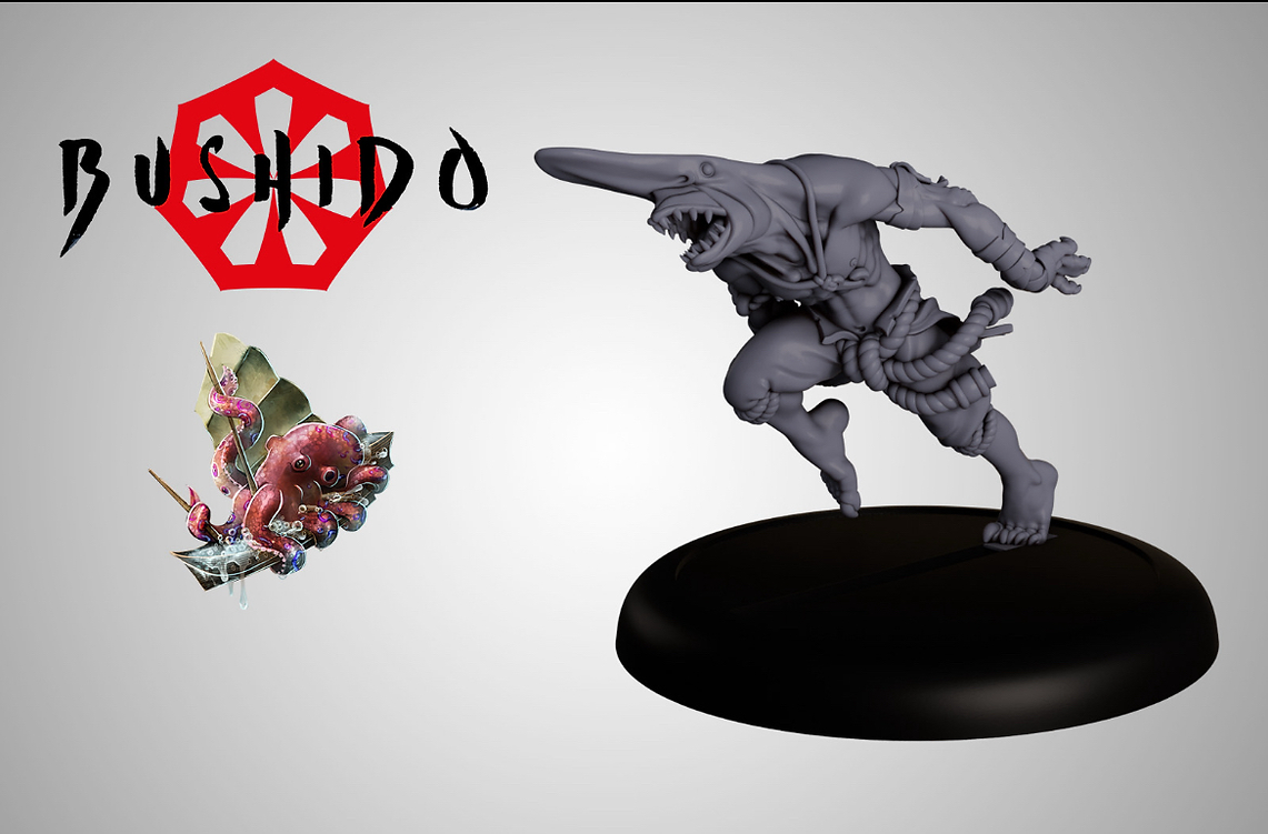 man with goblin shark head model render