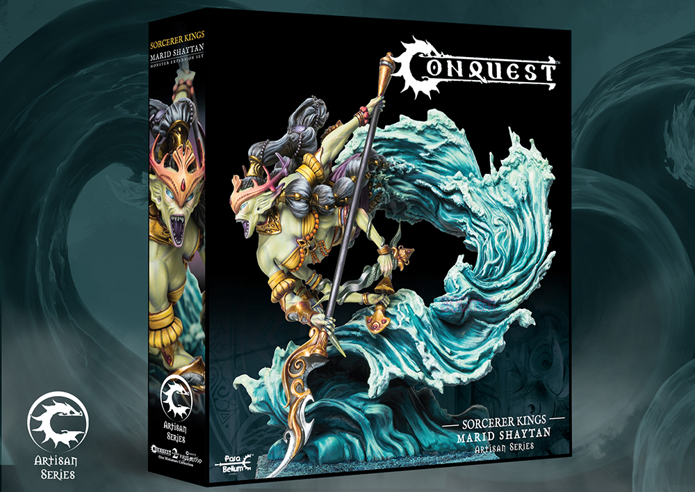 marid shaytan front of box featuring painted miniature of four armed water spirit