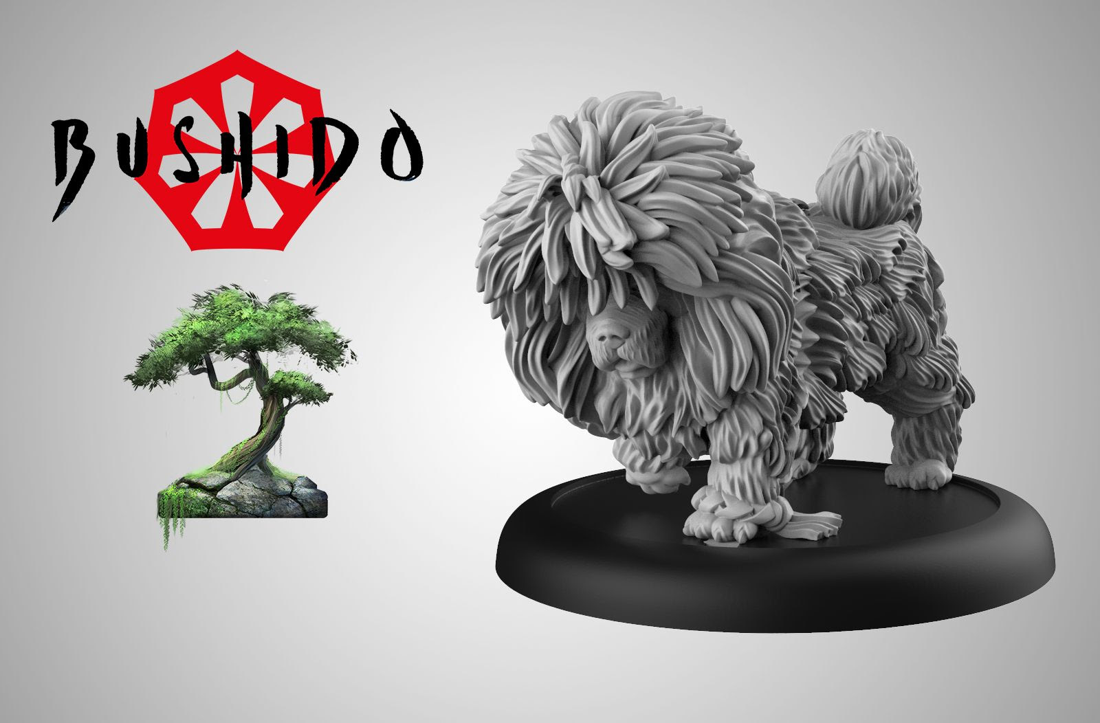 model render of an impossibly fluffy dog