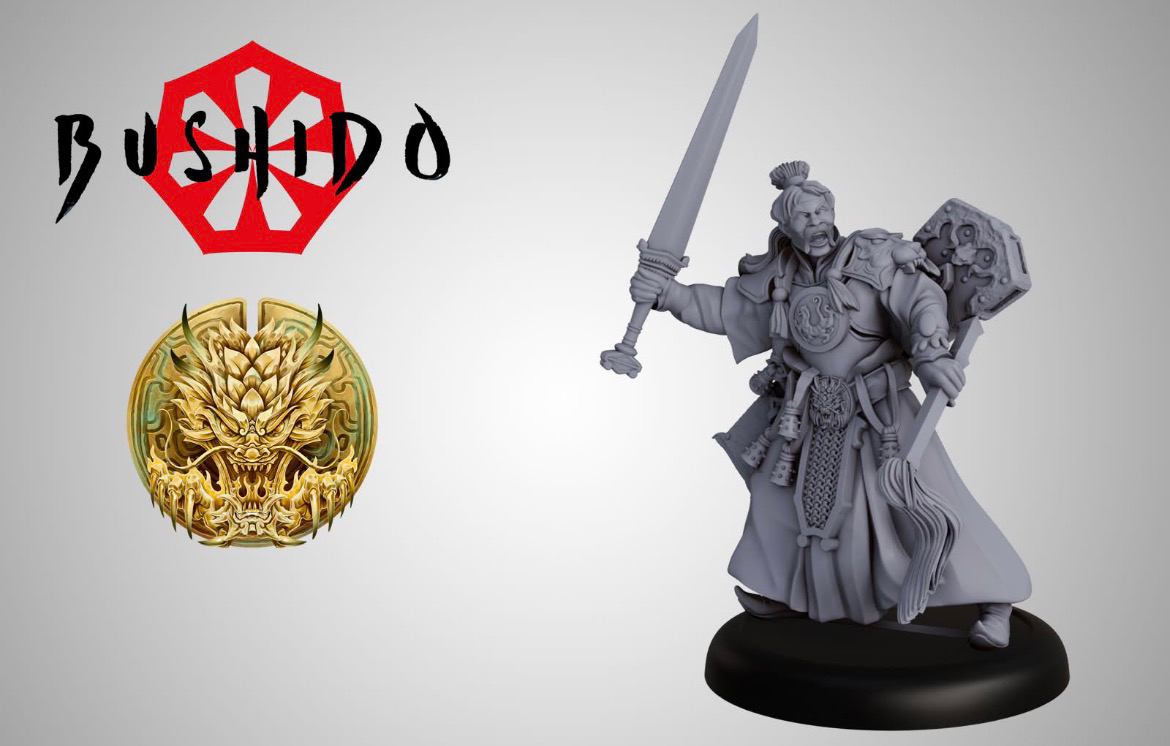 model render of swordsman with a handlebar mustache