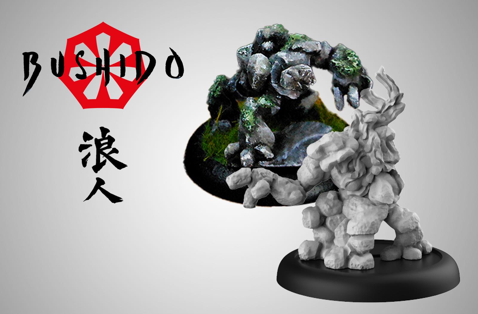 one painted rock miniature and one model render