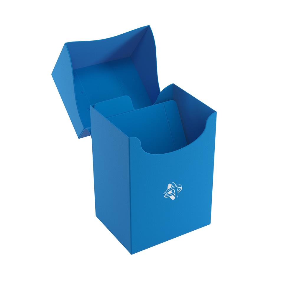 open blue plastic deck box