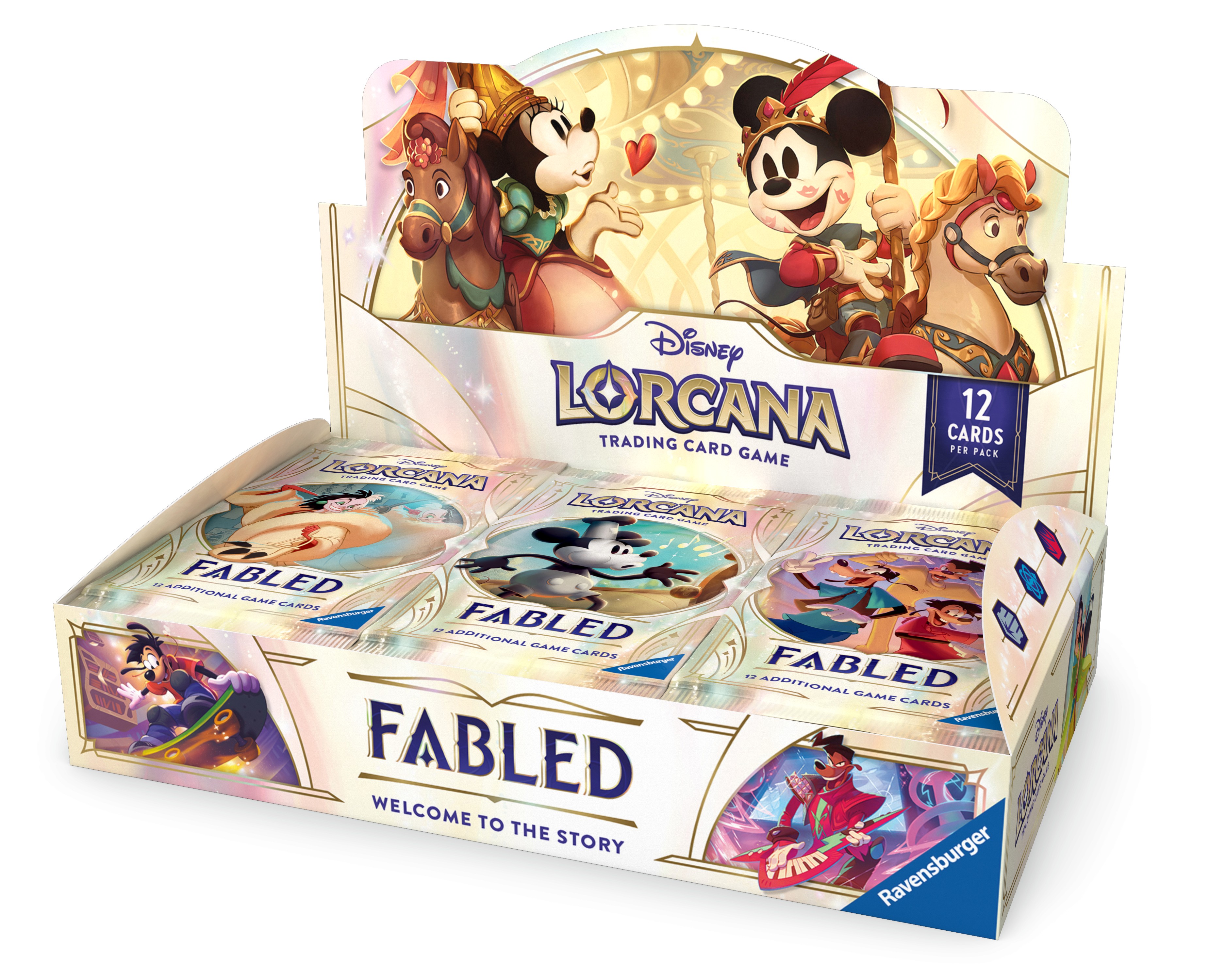 open booster display featuring art of minnie and mickey on a carousel