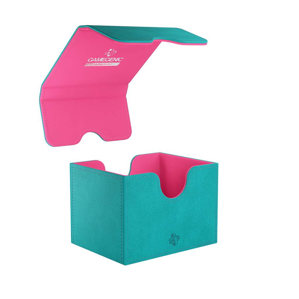 open teal deck box with pink lining