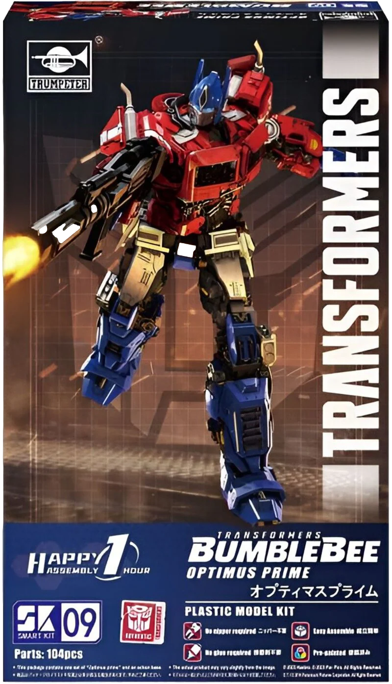 optimus prime box art featuring blue and red transformer robot