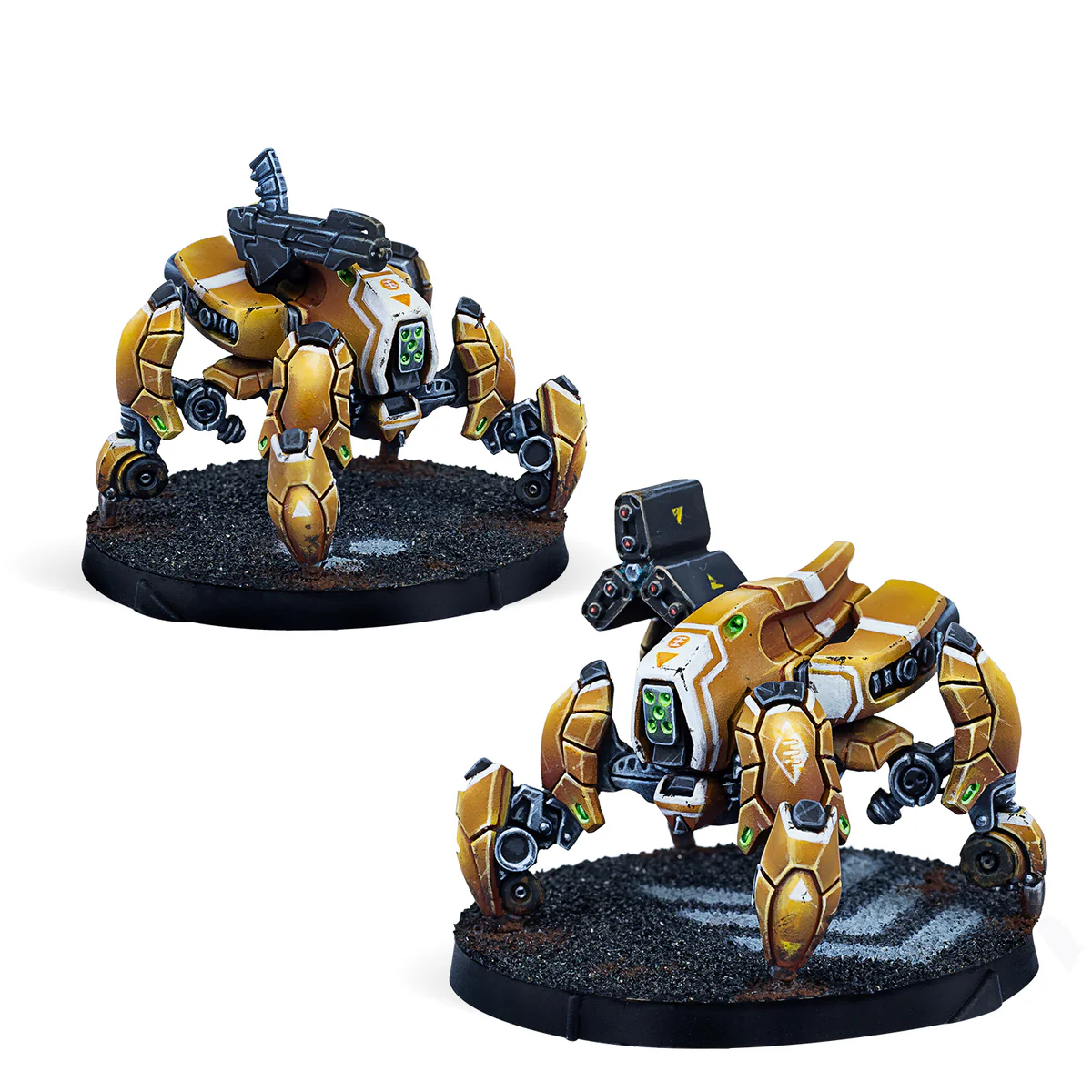 orange and white robots painted miniatures