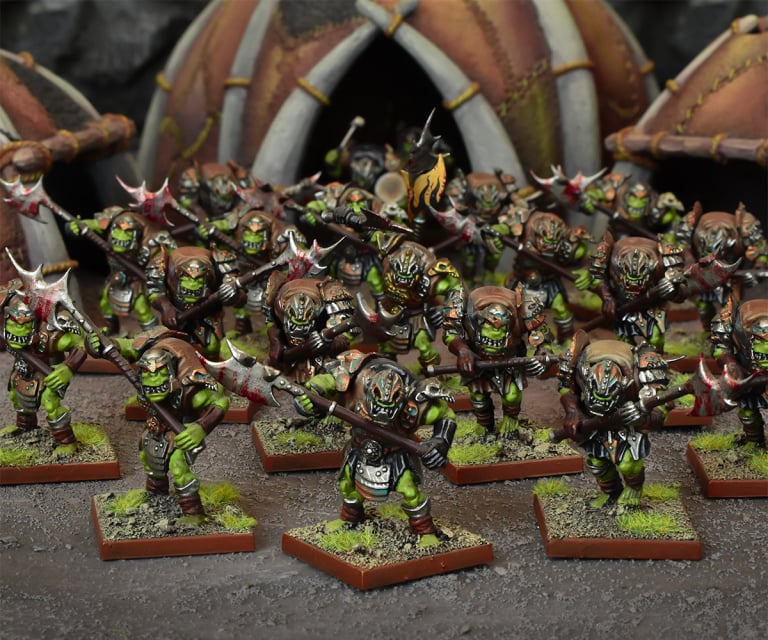 orc great ax warriors painted models