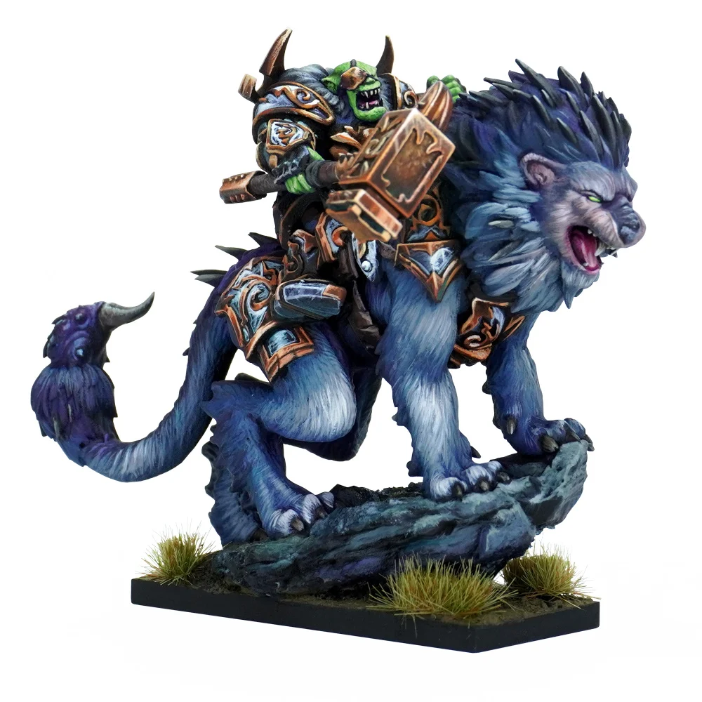 orc on manticore painted model