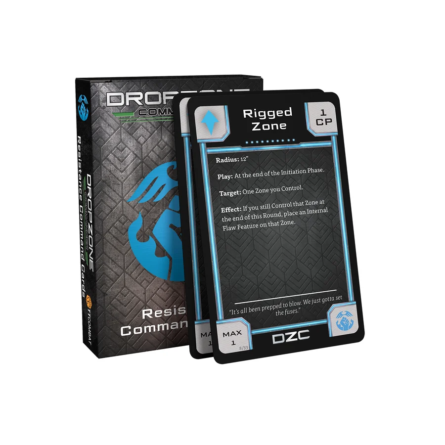 pack of command cards and single card titled rigged zone