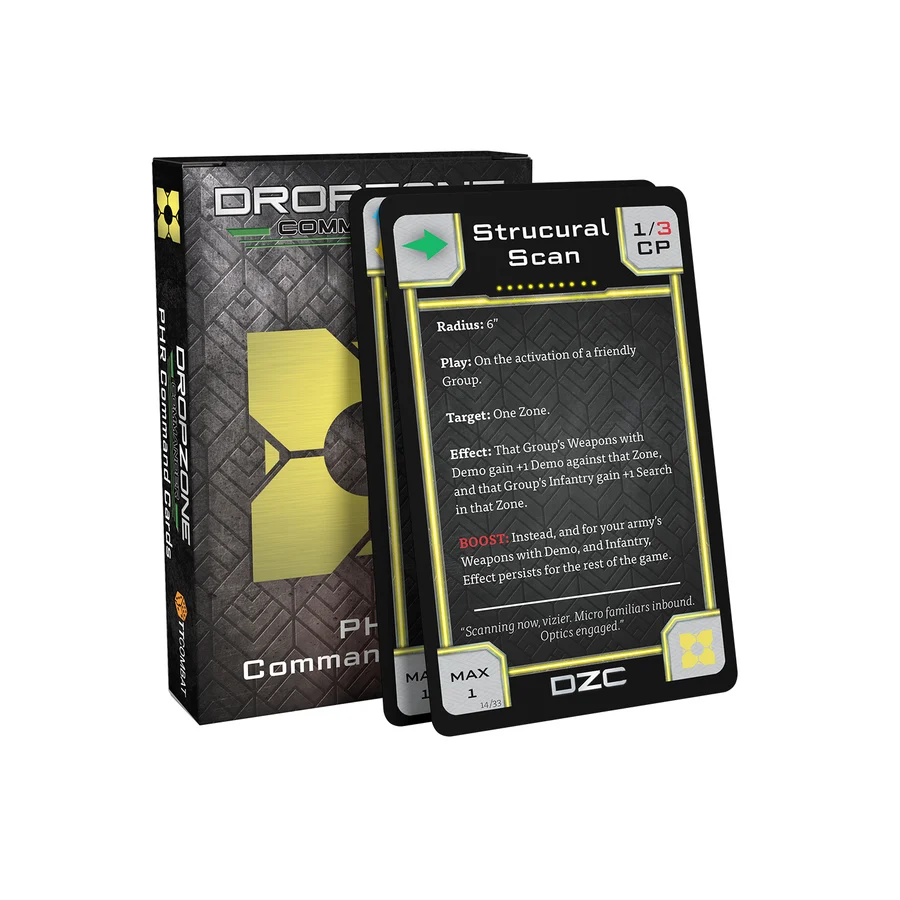 pack of command cards and single card titled structural scan