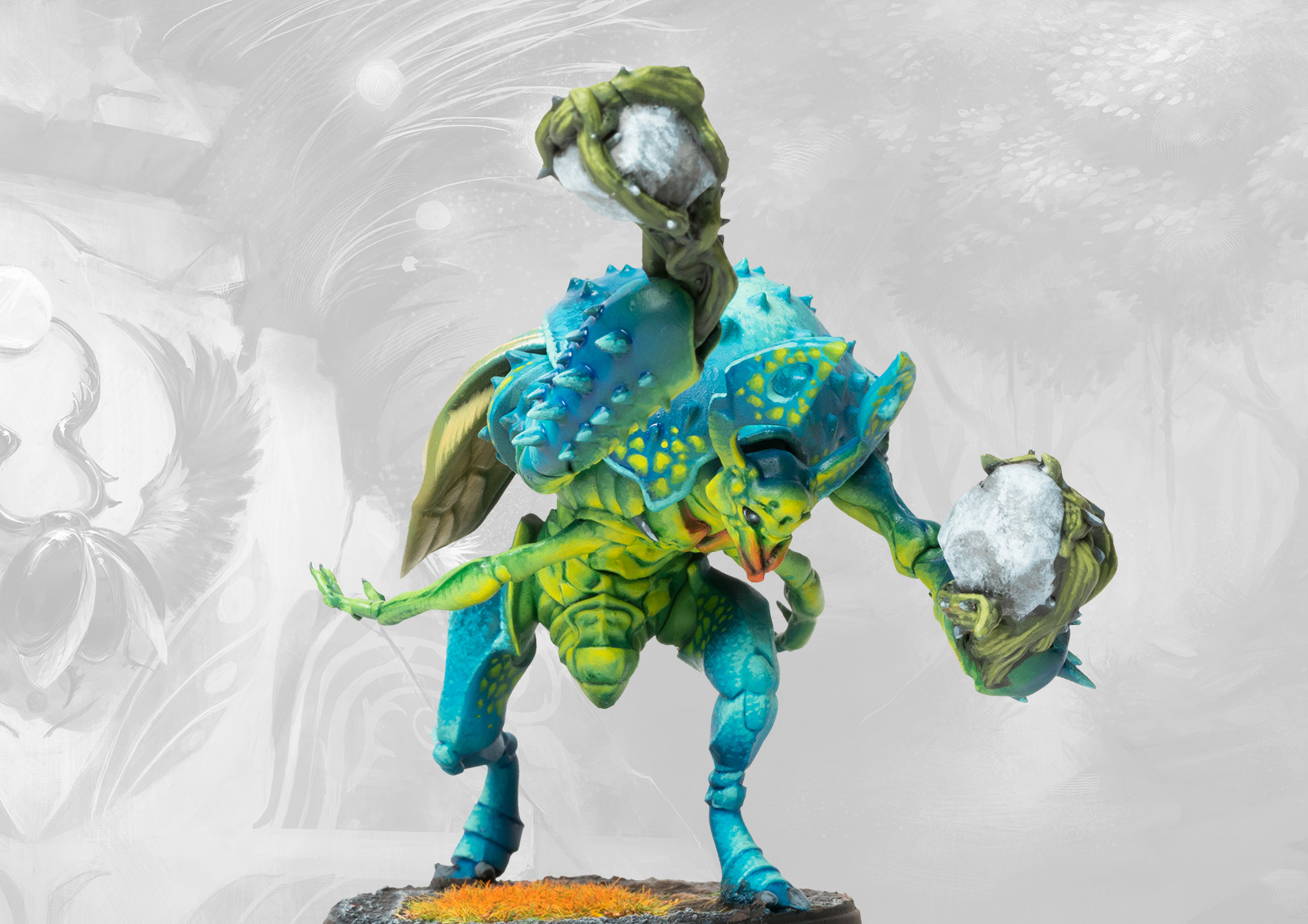 painted beetle man with vines miniature