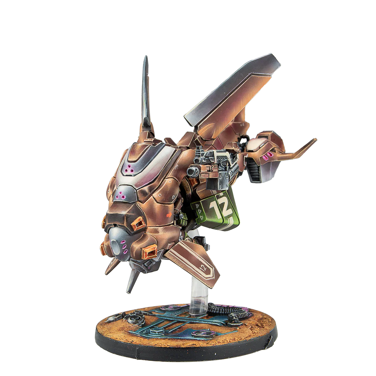 painted brown and green flyer miniature