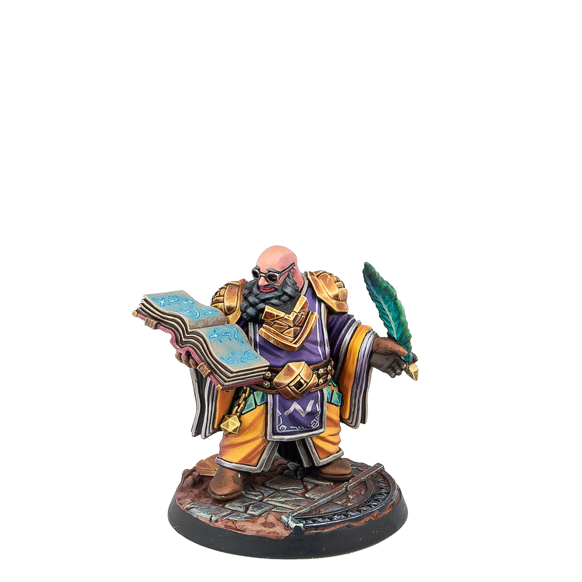 painted dwarf with quill and tome