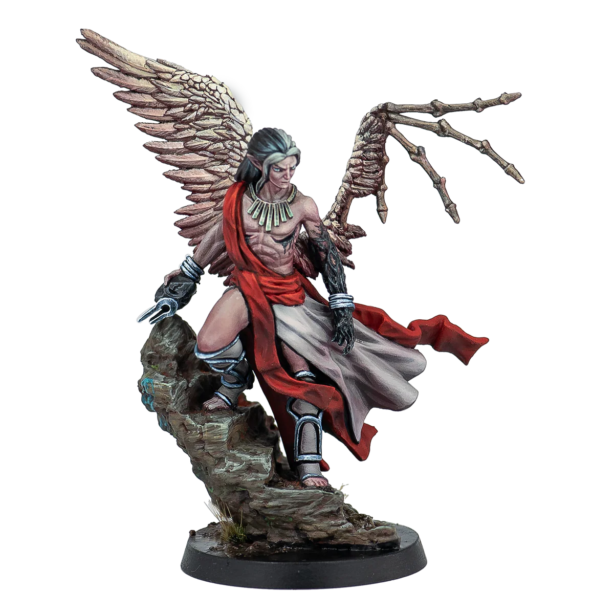 painted elf with skeletal wings