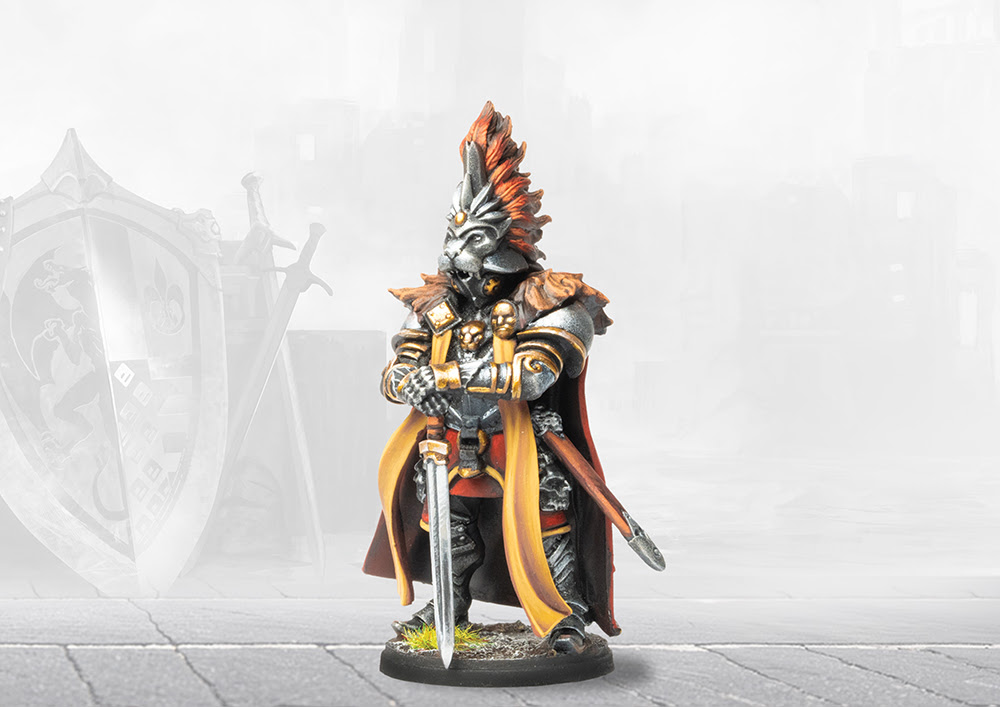 painted knight in lion mask