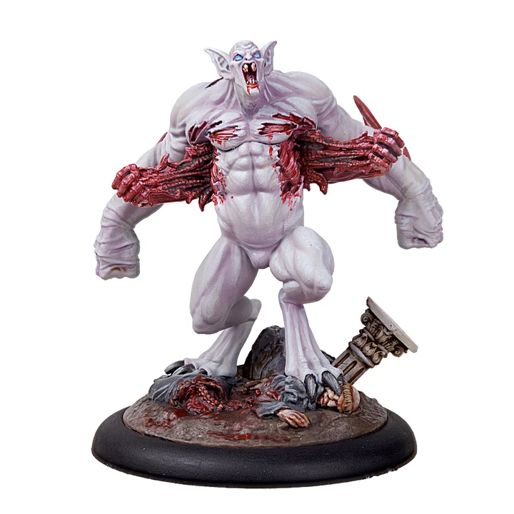 painted miniature white monster with arms coming out of its chest