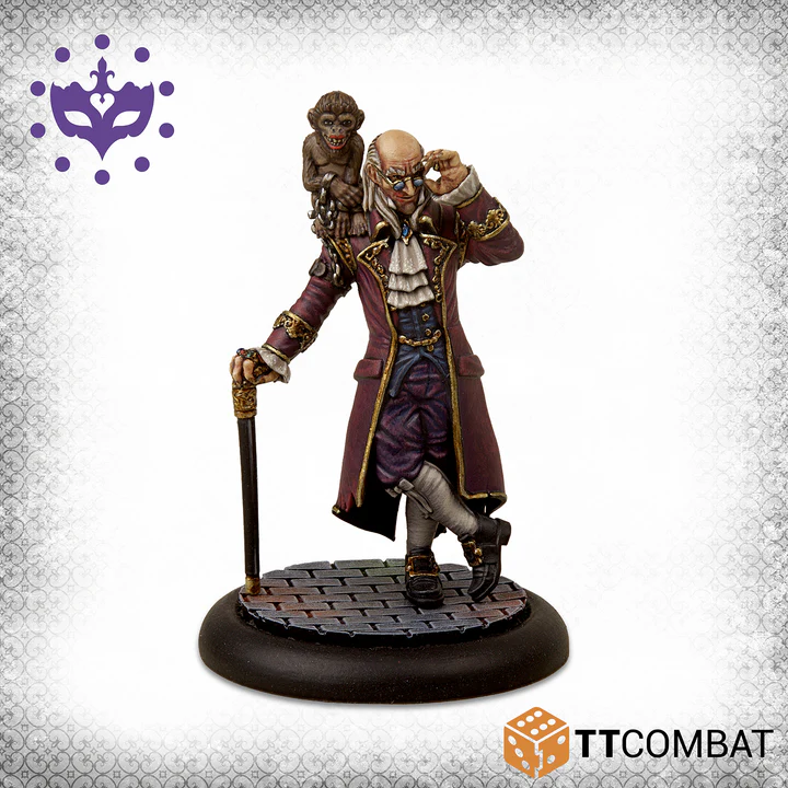 painted noble with monkey on shoulder