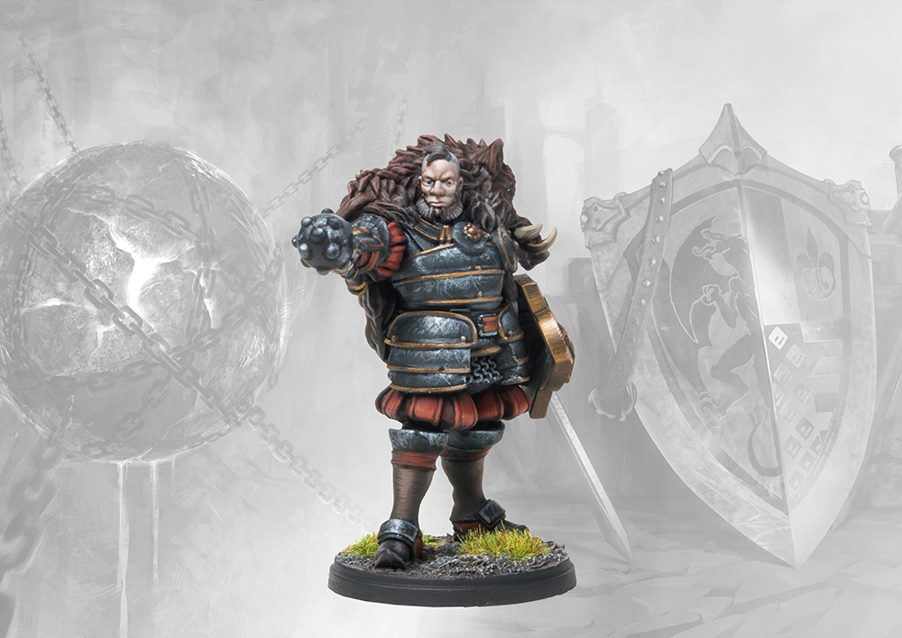 painted officer wearing boar skin miniature