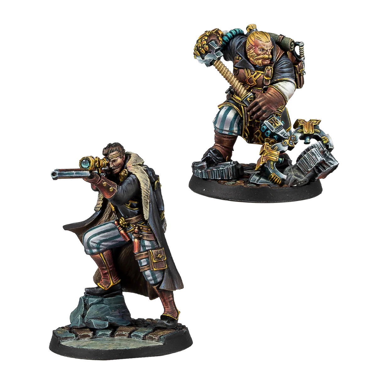 painted sniper and dwarf in black and gold