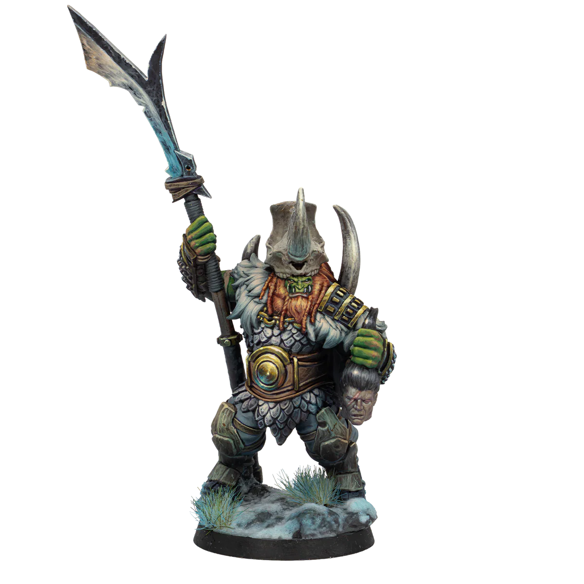 painted spear wielding orc miniature