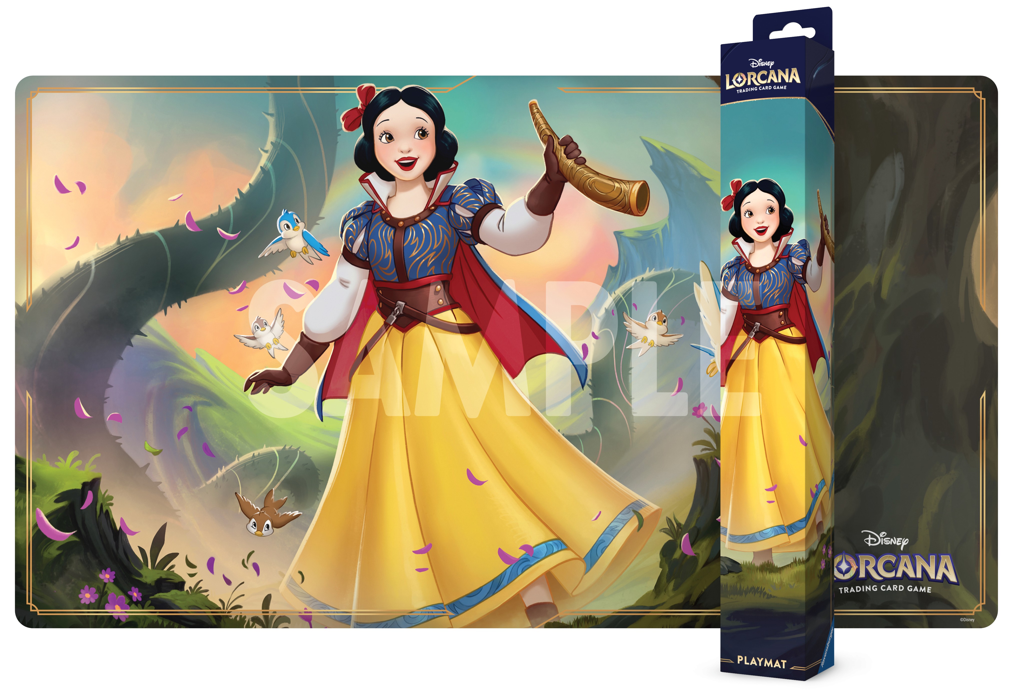 play mat featuring art of snow white carrying a hunting horn
