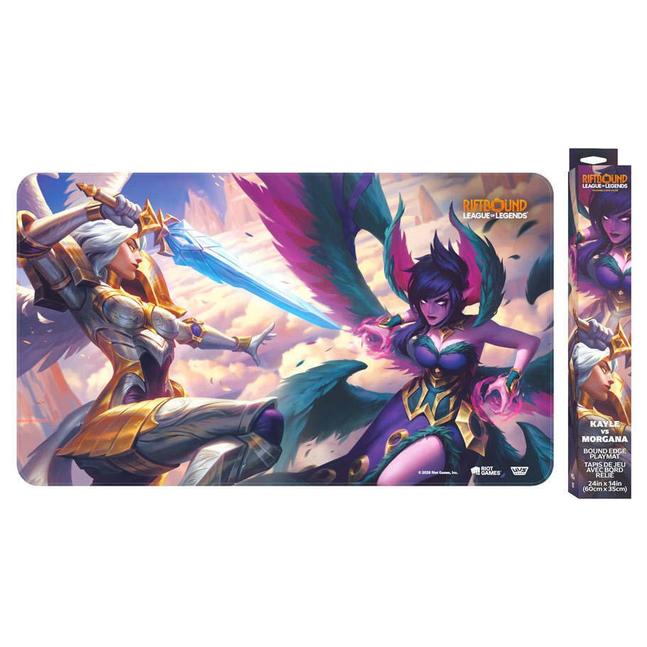 play mat featuring dueling kayle and morgana art