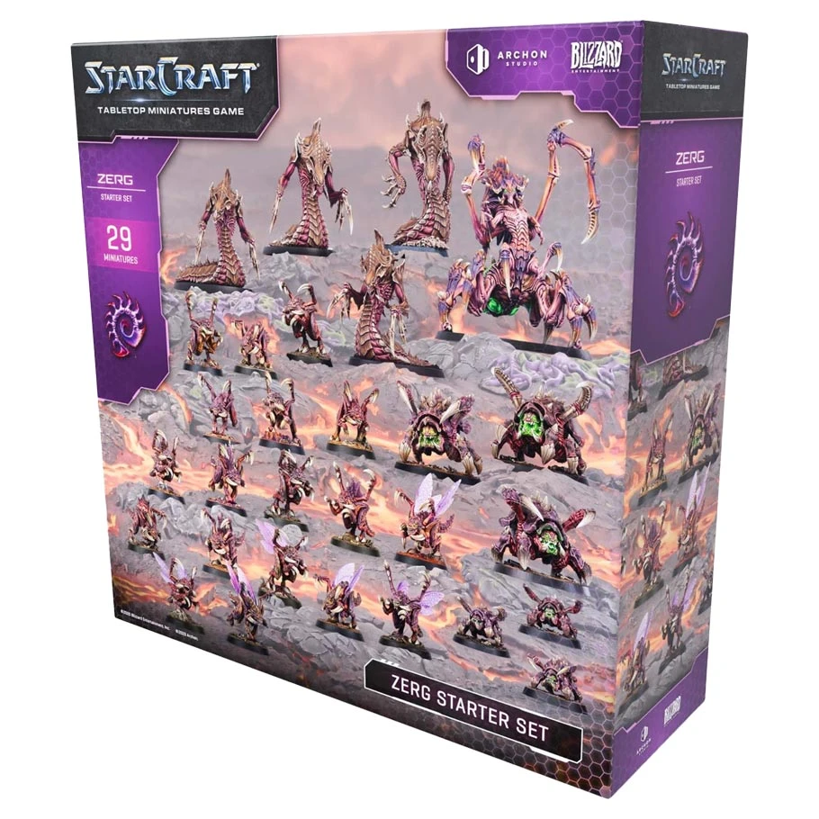 purple box with art of 25 painted alien miniatures