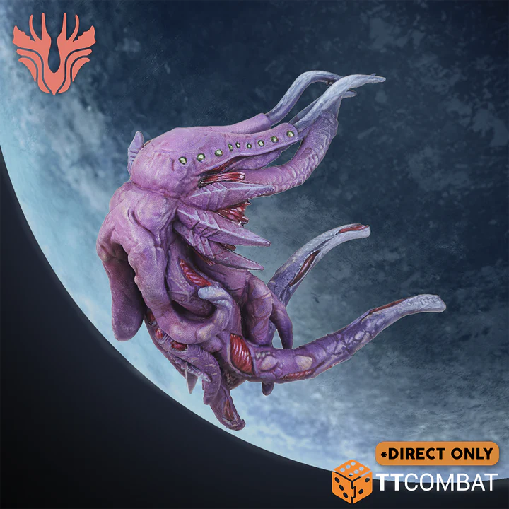 purple tentacled space ship painted miniature