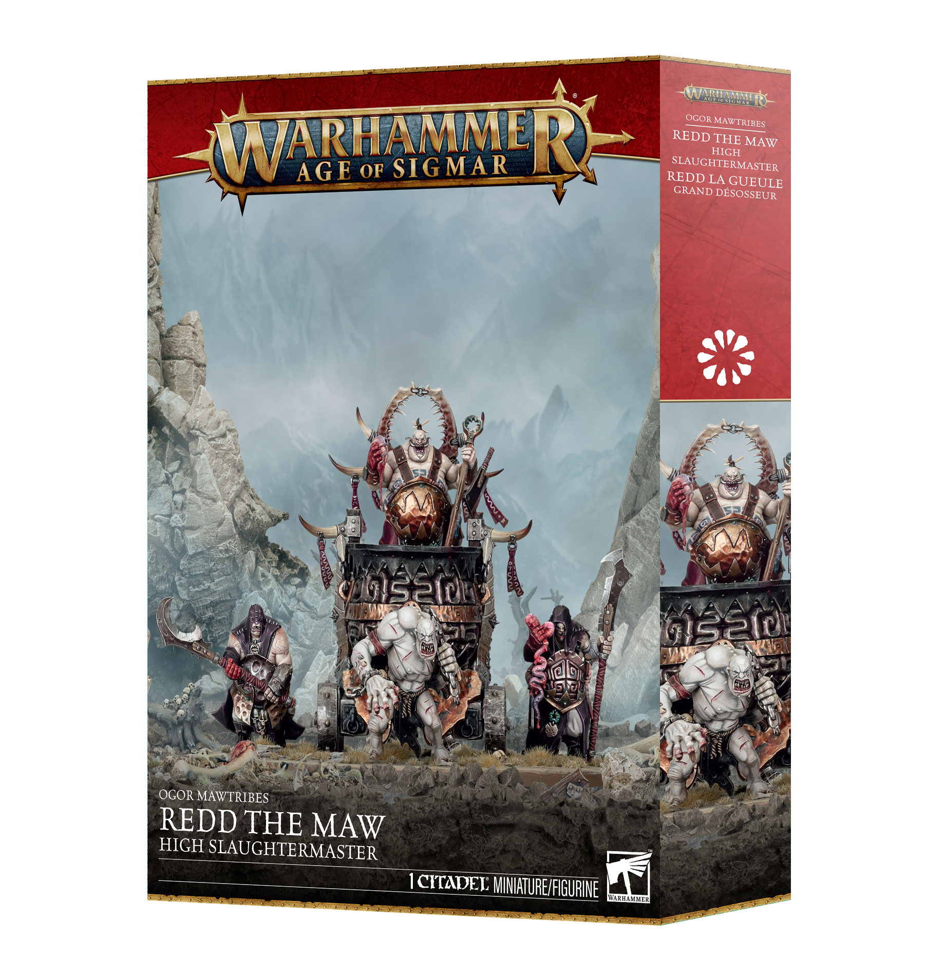 red the maw front of box