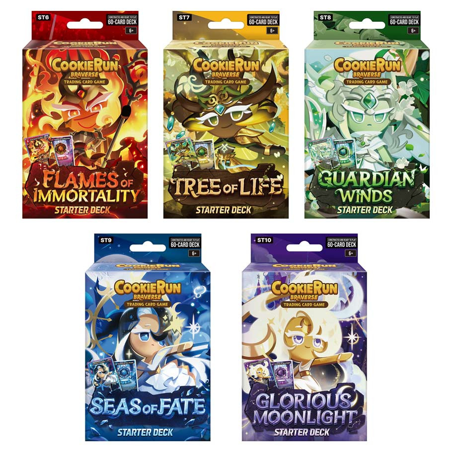 red, yellow, green, blue, and purple deck