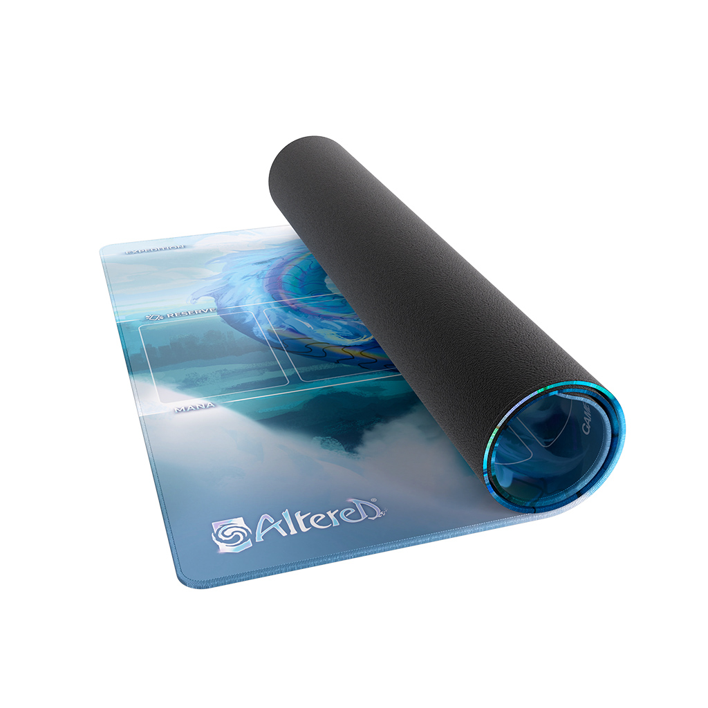rolled up play mat with altered logo