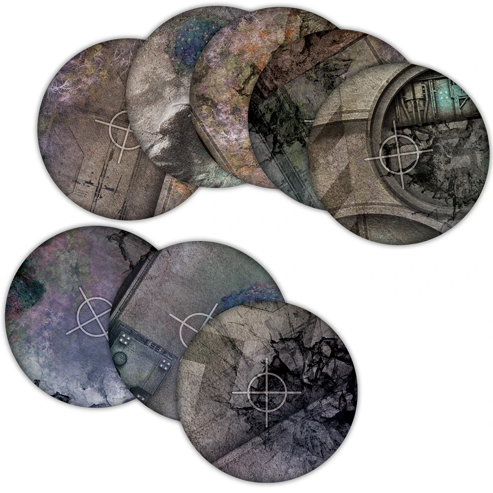 sci fi themed round objective markers