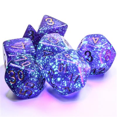 seven purple dice