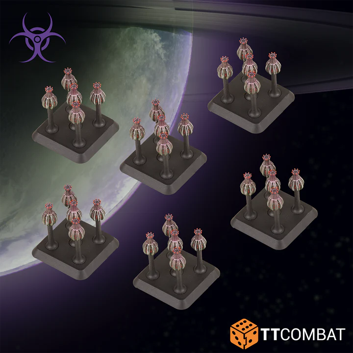 six bases of purple mines